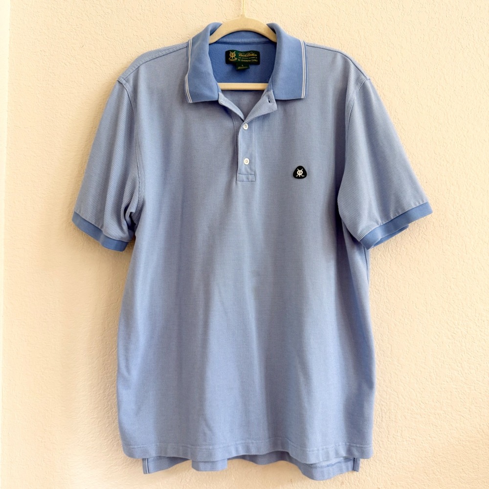 Brooks‎ Brothers St Andrews Links Mens Blue Short Sleeve Golf Polo Shirt Large